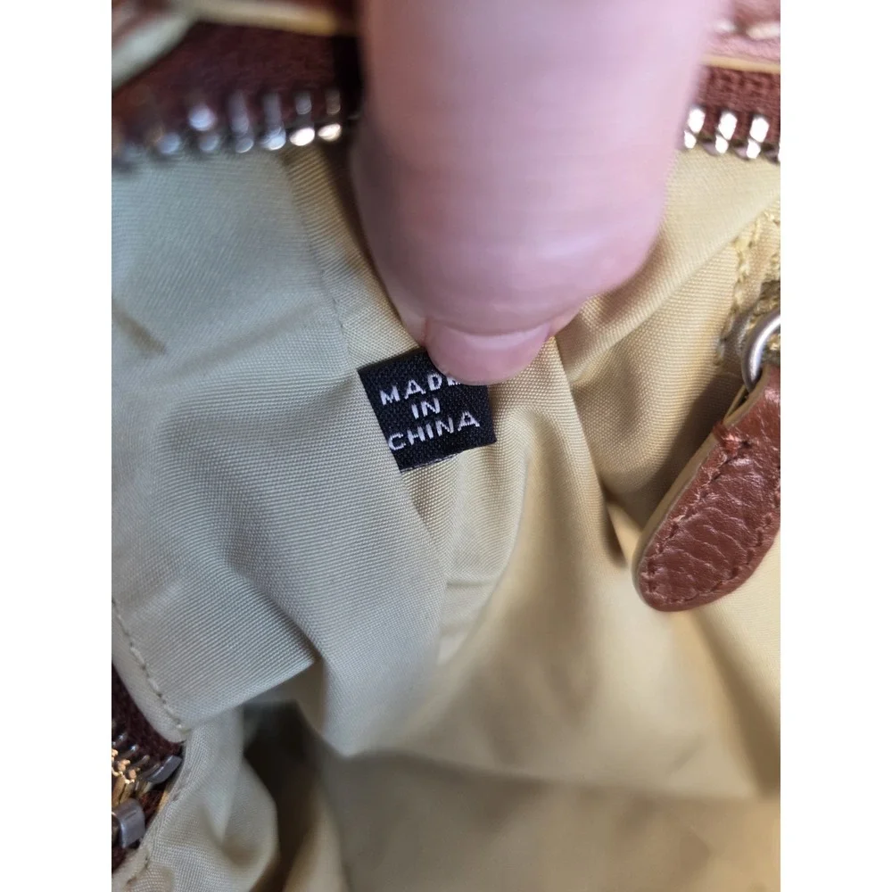 Vintage Cole‎ Haan Village Tan Brown Leather Shoulder Tote Bag Rivets Stitch
